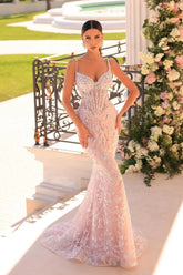 Spaghetti Straps Mermaid Long Formal Dress with Beaded-27dress
